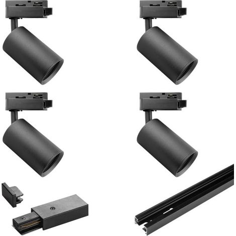 Kit rail noir monophasé 4 spots GU10 2x1m X-Line DPM (1/5)