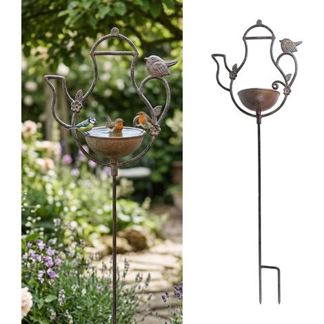 Standing Bird Bath, Cast Iron Teapot Design (1/5)