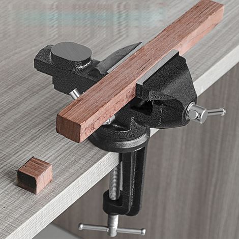 Étau d'établi, étau d'établi domestique, petit étau d'établi, petit outil de serrage universel de précision à 360°, étau d'établi en acier moulé de 80 mm amélioré et étendu, acier moulé de 1,81 kg. (1/5)
