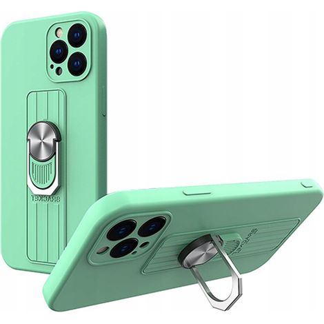 Étui en silicone Ring Case avec anneau et support pour iPhone 12 mini, couleur menthe (1/3)