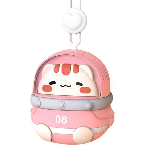 Ventilateur de Poche USB Rechargeable Mignon en Forme d'Animal - 3 Vitesses - Rose (1/5)
