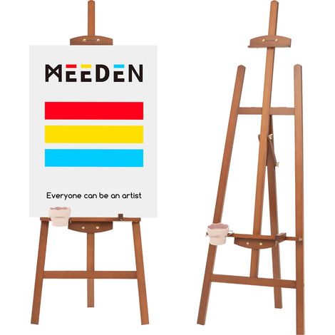 Chevalet pour peinture : un cadre en bois pour toile jusqu'à 150 cm, chevalet d'artiste réglable en bois de hêtre avec porte-pinceau, rondelle pour peinture, affichage, panneau de mariage (1/5)