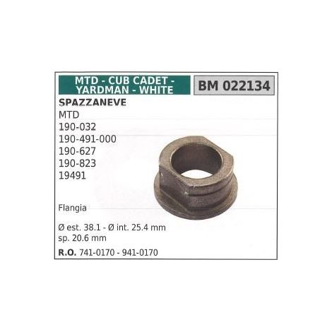 Flangia MTD spazzaneve 190-032 190-491-000 022134
