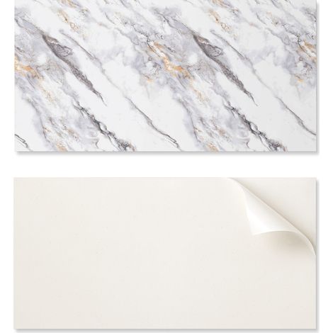 Panel de vinilo decorativo para cocina o ba帽o, 100x50 cm, elegante dise帽o de m谩rmol.