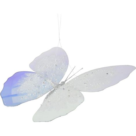 Decoris Weihnachtskugel aus Kunststoff Schmetterling 28 cm blau Kugel