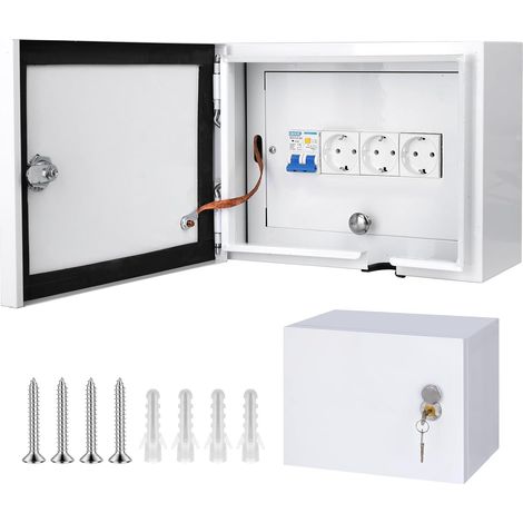 Scatola di distribuzione a parete con protezione da perdite 2P 50A, scatola di distribuzione con 3 prese da 250 V/16 A, per cablaggio, 8 moduli (1/5)
