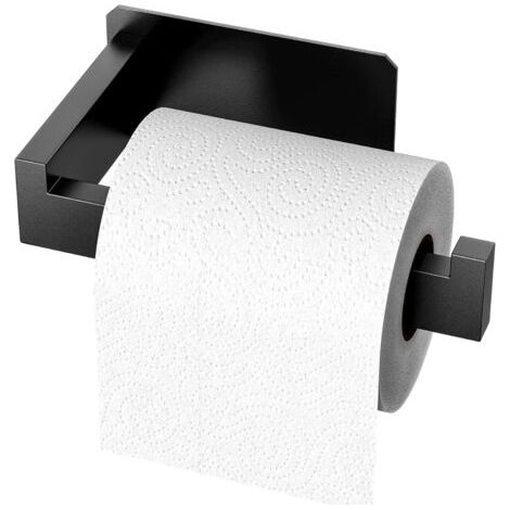 Sollbry Porte Papier Toilette, 14 cm Porte-Papier Toilette Auto-adhésif, Support Papier Toilette en Acier Inoxydable, Porte-Rouleau Mural, Porte-mouchoirs pour Salle de Bain, Cuisine, Salon(Noir)