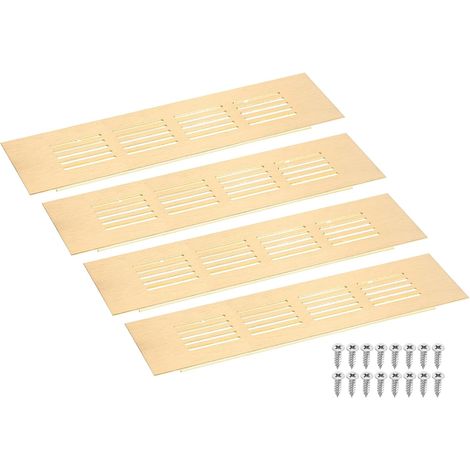 Grille Aeration Rectangulaire 4Pcs 200x50mm en Réseau Dorée (1/5)
