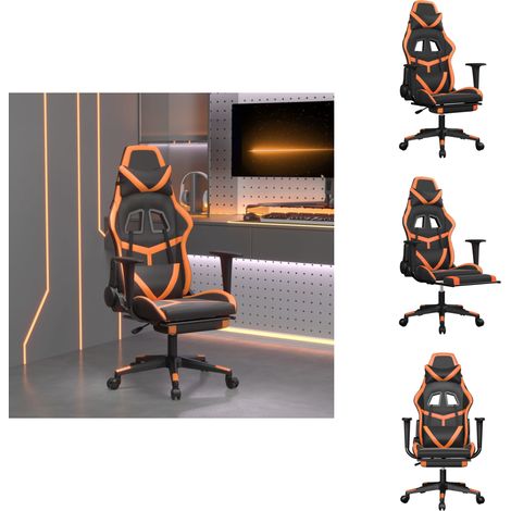 Gaming-Stuhl mit Massage & Fußstütze Schwarz Orange Kunstleder - Gaming-Stuhl - Gamer Chair - Bürostuh - Schreibtischstuhl - Ergonomischer Stuhl (1/5)