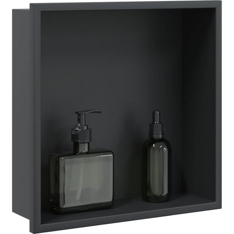vidaXL Shower Niche Matt Black 32x32x9 cm Stainless Steel