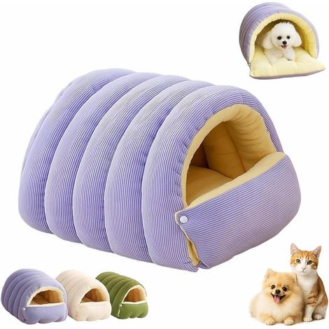 Sac de Couchage pour Animaux de Compagnie, Lit pour Chat et Chien Bleu Clair avec Doublure en Peluche et Extérieur en Velours Côtelé, 70 x 40 x 28 cm (1/5)