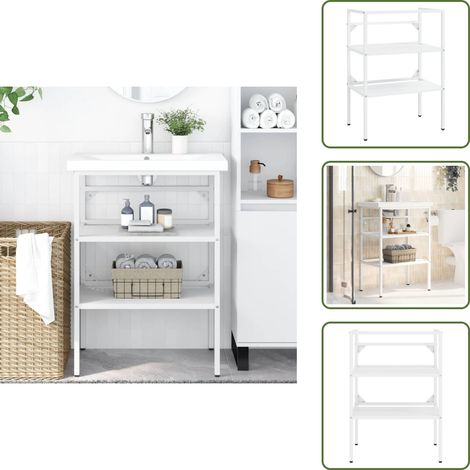 Badezimmer Waschtischgestell Weiß 59x38x83 cm Eisen - Badezimmermöbel - Waschtischgestell - Eisenregal - Unterwäscheaufbewahrung - Aufbewahrungsregale (1/5)