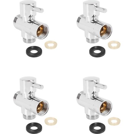 4X Déviateur Solide À 3 Voies Vanne de Dérivation Toutes Les 1/2 Pouces IPS Pièce de Rechange Du Système de Douche, Chromage Cuivre Chromé (1/5)
