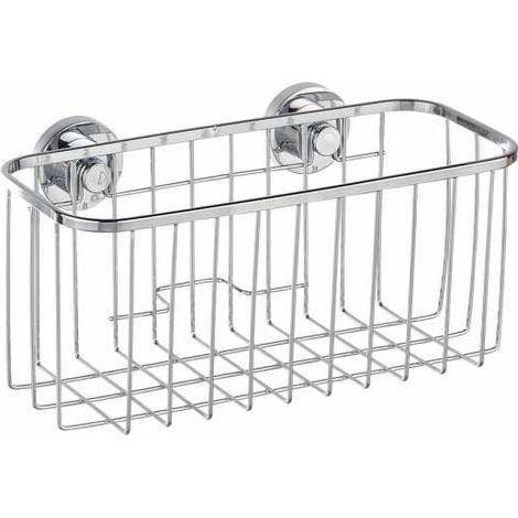 Wenko Bovino Power-Loc 17796100 Cestino Universale In Acciaio Inox Splendente, Extra Alto, Easy Clip On, Fissare Senza Trapano, 22,5X11X11,5 Cm (1/5)