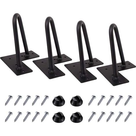 patas de horquilla de 10 cm de largo, patas de mesa de metal para muebles de bricolaje, perfectas para armarios, roperos, muebles de TV, cajones, mesitas de noche, 10 mm de diámetro, negro satinado, d (1/5)