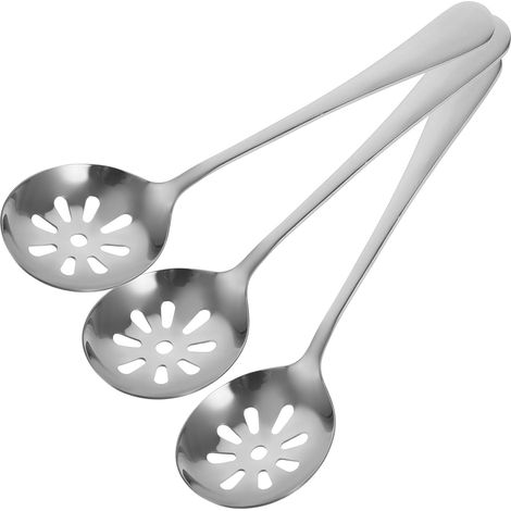 Lot 3 cuillères fentes ergonomiques inox, petites et portables, pour service quotidien ou repas familiaux