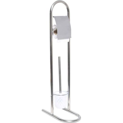 Brosse WC et Dérouleur Papier toilette en Acier inoxydable Chrome H 80 cm - TENDANCE (1/2)