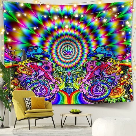 Colorful psychedelic tapestry, hanging fabric, hanging picture, digital print, hanging fabric, decorative canvas - 150130, crushed wool fabric (1/5)