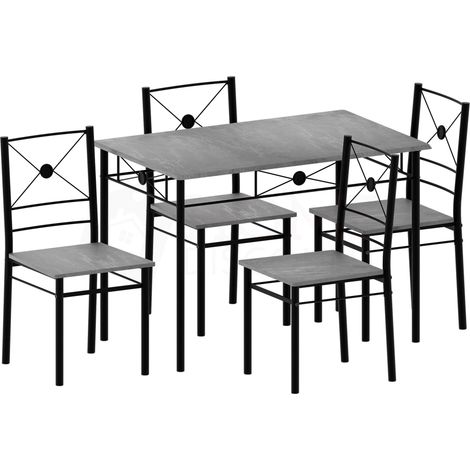 Roslyn 4 Seater Dining Set Kitchen Dining Table and Chairs Furniture, Concrete-Grey (1/5)