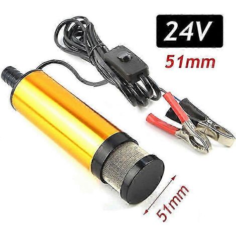 Elektrische Ölpumpe für Pkw, 38 mm/51 mm, 12 V/24 V, zum Pumpen von Diesel, Öl und Wasser, Tauchpumpe, Gehäuse aus Aluminiumlegierung