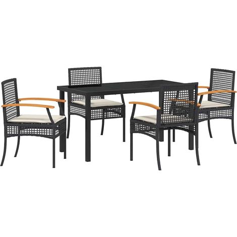 Maison Exclusive - Ensemble de salle à manger pour jardin 5 pcs Noir Rotin (1/5)