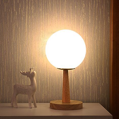 Lampe de Table Pied en bambou,Lampe de Chevet Dimmable extensible LED blanc chaud/blanc H28cm (1/5)