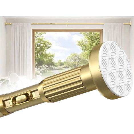 Tringle à rideau dorée - Sans perçage - 100-222 cm - Diamètre : 32 mm - Tringle télescopique - Pour rideau de douche (1/5)