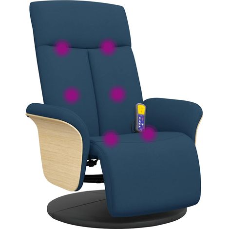 Fauteuil Inclinable - Fauteuil Relax avec repose-pieds bleu tissu fr17064 (1/5)