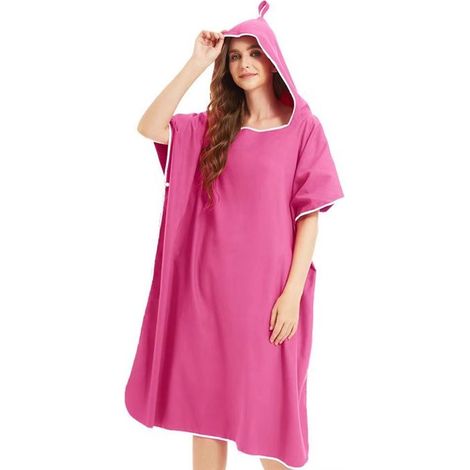 Ropa de playa – Unisex – Poncho de surf ultraligero de secado rápido – Poncho de natación de microfibra – Cian (1/5)