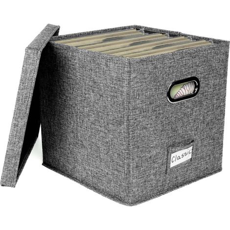 Boîte de rangement pour disques vinyles - Mallette de rangement pour disques vinyles - Étanche à la poussière - Avec couvercle - Support de rangement pour disques vinyles jusqu'à 50 litres (1/5)