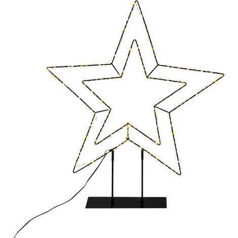LED Stern Silhouette mit Timer und Dimmer - 50 x 30 cm - Metall Schattenbild beleuchtet mit Fernbedienung - Advent Weihnachts Garten Aufsteller