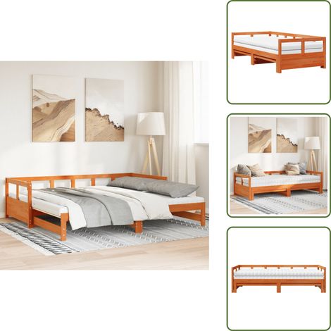 Tagesbett Ausziehbar mit Matratzen 90x190 cm Massivholz Kiefer - Ausziehbares Tagesbett - Ausziehbare Tagesbetten - Tagesbett Ausziehbar - Tagesbetten Ausziehbar