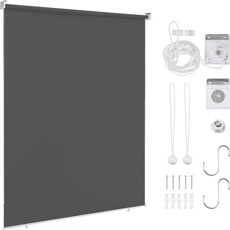 SWANEW Tenda verticale Tenda da esterno per balcone Tenda a rullo Schermo retrattile da esterno Protezione solare 100x140CM Antracite (1/5)
