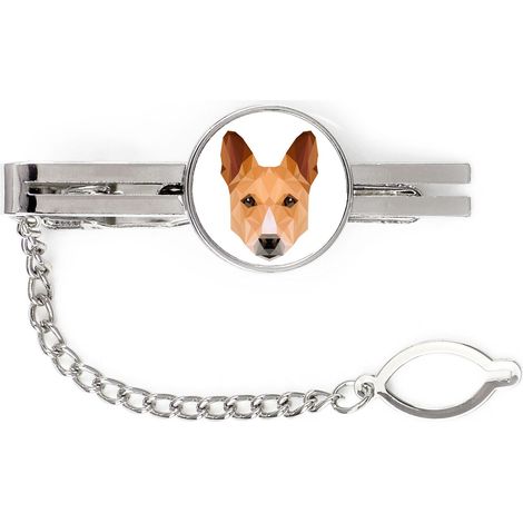 Basenji, Basenji, Perro del Congo - clip de corbata geométrico con una foto e inscripción Art-Dog (1/4)