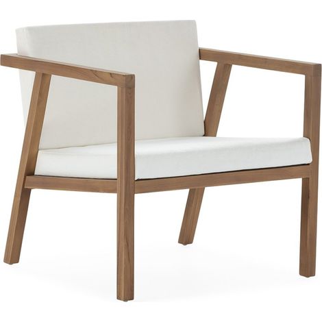 Fauteuil élégance en Teck et confort - Teck naturel et coussin écru (1/5)