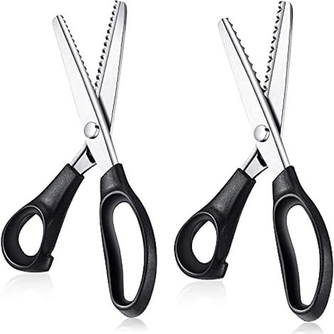 Lot de 2 ciseaux cranteurs : ciseaux festonnés 7 mm, ciseaux zigzag 5 mm, ciseaux à sertir professionnels de 9 pouces, outils de couture et de confection.