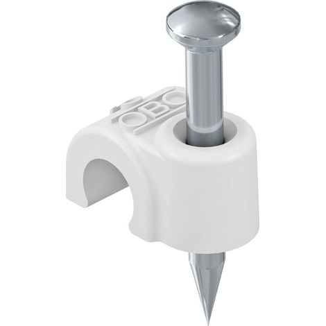 OBO Bettermann ISO-Nagel-Clip 7mm, L35 Polypropylen reinweiß RAL 9010, 100 Stück, 2225522