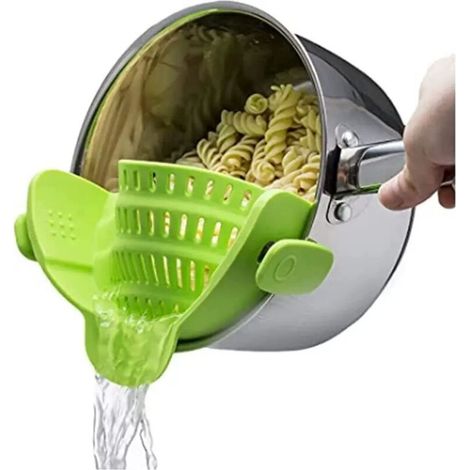 Passoire de cuisine en silicone,passoire cuisine pliable,convient à toutes les casseroles et poêles,parfait pour égoutter les pâtes,les légumes et les fruits (1/5)
