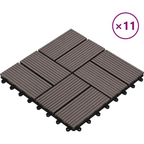 Carreau de terrasse 11 pcs Marron foncé 30 x 30 cm WPC (1/5)