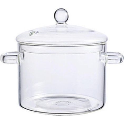 Casseroles de cuisson en verre transparent, plus épaisses et plus lourdes, conçues pour une utilisation sur flammes nues et plaques de cuisson à gaz. (1/2)