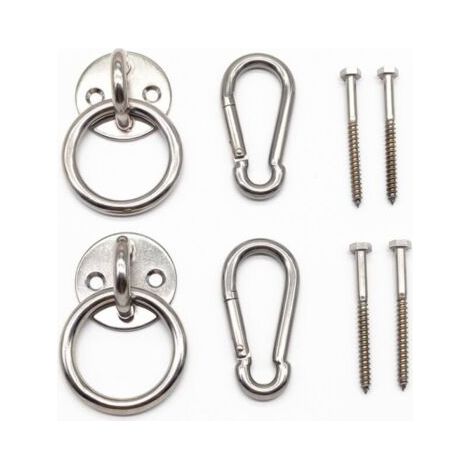 Kit de suspension pour hamac d’intérieur avec crochets mousquetons et vis en acier inoxydable (1/5)