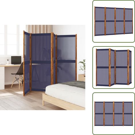 The Living Store Biombo divisor de 4 paneles azul oscuro 280x180 cm - Biombo azul oscuro