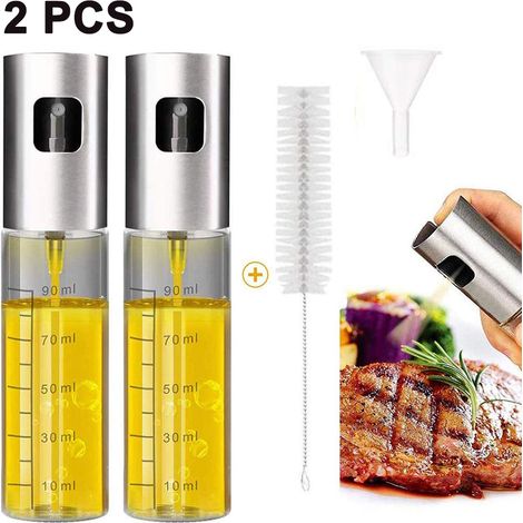 Pulverizador de aceite con escala, para cocinar. Botella recargable 4 en 1 para aceite y vinagre con cepillo de cocina, cepillo para botellas y embudo para aceite. Pulverizador de aceite para asar a l (1/5)