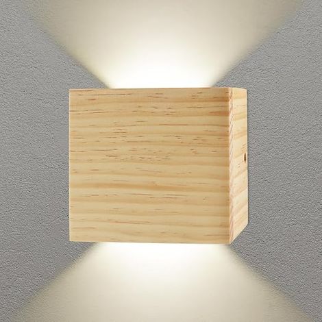 LED Wall Light Wood 4500 K Square Natural Light Decor (1/2)