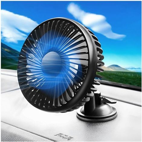 AIMOONSA Ventilateur Auto, 3 Niveaux De Vitesse Ventilateur De Refroidissement Avec Réglable à 360 °, Refroidissement Silencieux Ventilateur Portable, Pour Été Voiture SUV (Ventouses) (1/5)