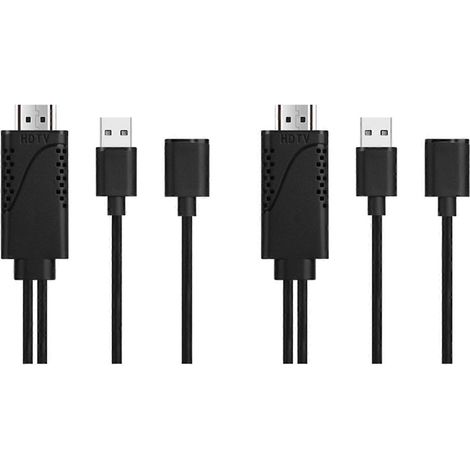 Câble adaptateur 2-en-1 USB femelle vers HDMI mâle compatible HDTV pour convertisseur de moniteur/projecteur HDTV numérique AV 1080p (1/5)