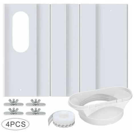 Kit de Fenêtre pour Climatiseur Portable, avec Coupleur Universel Panneau en PVC Renforcé Réglable Joint de Fenêtre Kit d'Aération de Fenêtre AC pour Coulissante pour 10cm Tuyau d'Écha (1/5)