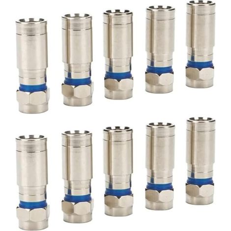 10 Pcs Sat F-Quick Mount Connecteur HD Sat Câble Compression Connecteur F Compression Connecteur 7-7.5 mm Câble Coaxial Antenne Câble Pince, Tout Métal (1/5)