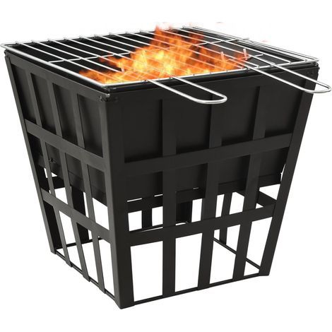 Foyer et barbecue 2 en 1 34x34x48 cm Acier (1/5)