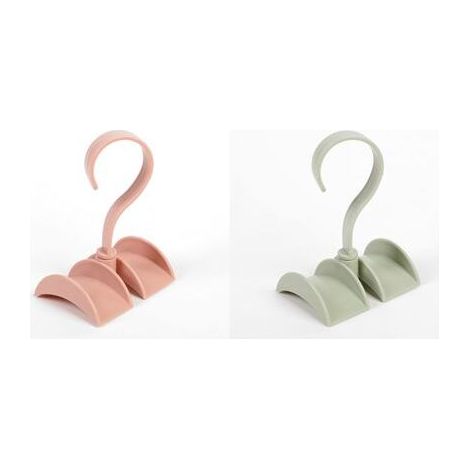 Set mit 2 Haken zum Aufhängen von Handtaschen, Gürteln, Schals, Tüchern, Grün/Rosa, Drehbarer Kleiderschrank-Taschenhalter (1/5)